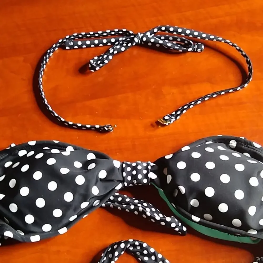 California Waves Black/White Polka Dot Bikini Top